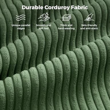 Vesgantti 97" Modular Sectional Sofa Green, L-Shaped Couch with Movable Ottoman, Comfy Corduroy Couch with Spring Cushion, Modular Sofa with Deep Seat for Living Room, Bedroom and Apartment - Image 6