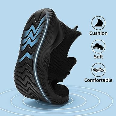 PPQ Womens Slip On Walking Shoes，Memory Foam Lightweight Comfort Casual Workout Shoes,Yoga Or Tennis Or Running Sneakers Black 6 - Image 3