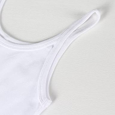 Artfish Women's Sleeveless Full Tank Top Form Fitting Scoop Neck Ribbed Knit Basic Tight Fitted Cami White XS - Image 3