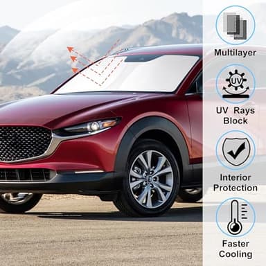 Windshield Sun Shade Compatible with Mazda CX-30 2019-2024 2025 2026 CX30 Accessories Foldable Sun Visor Protector Sunshade Blocks Rays & Heat - Image 6