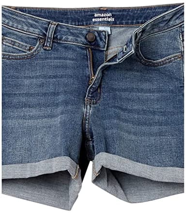 Amazon Essentials Women's Mid-Rise Slim Fit 4" Denim Shorts, Vintage Wash, 12 - Image 6