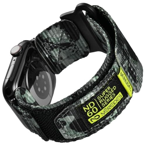 Nereides Compatible with Apple Watch Series 10 Band Series 9/8/7/6/5/4/SE/SE2/SE3, Nylon Sports Strap with Woven Design for 42mm/40mm/41mm/38mm (L, Green Came) - Image 1