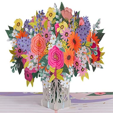Paper Love 3D Floral Arrangement Pop Up Card, Gift for Birthday, Wedding, Anniversary, Thank You, Get Well, All Occasion or Just Because - 5" x 7" Cover - Includes Envelope and Note Tag - Image 1