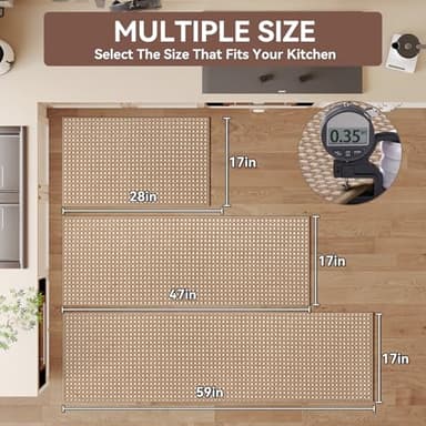 YDKGL Kitchen Mats for Floor, Super Absorbent Kitchen Rugs Non Slip Washable, Rubber Backing Soft Chenille Braided Kitchen Floor Mat Standing Mat Sink Mat, Easy to Clean, Brown 17"x28" - Image 2