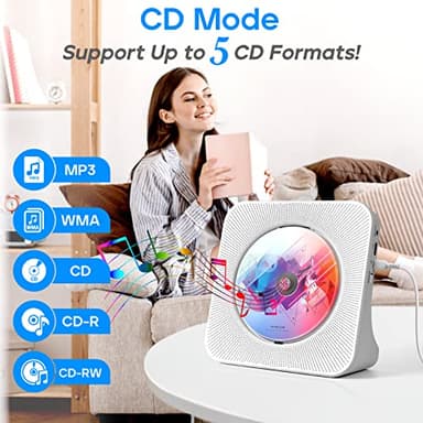 Portable CD Player with Speakers, ROADOM CD Players for Home, Bluetooth CD Player with Stereo Sound,Remote Control,Supports CD/Bluetooth/FM Radio/USB Drive/AUX/Timer/Repeat - Image 2