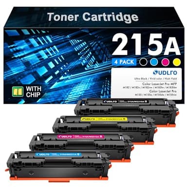 215A Toner Cartridges 4 Pack - M182nw Toner (with Chip) Replacement for HP 215A HP215A to Work with Color Pro MFP M183fw M182nw M183fdw M155dw M155nw Printer Ink 215A ,Black Cyan Yellow Magenta - Image 1