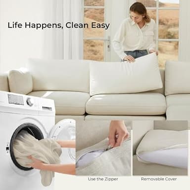 CHITA Oversized Modular Sectional Sofa, FSC Certified L Shaped Sectional Couches for Living Room, 112 inch Width,4 Seat Modular Sofa with Storage Ottoman, Linen - Image 4