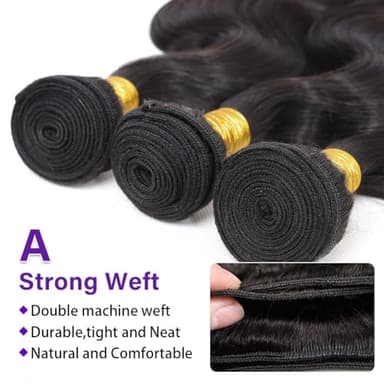 Olsmkis Brazilian Human Hair Bundles 18 20 22 Inch Body Wave 3 Bundles Human Hair 300gm 12A 100% Unprocessed Brazilian Virgin Bundle for Women - Image 2