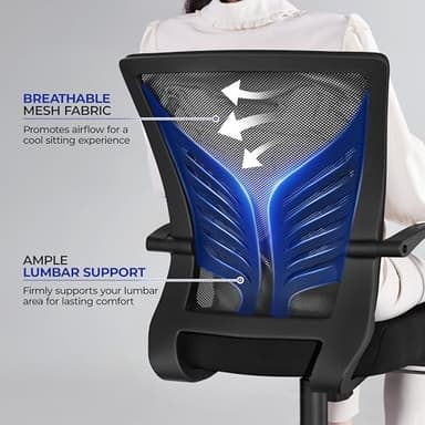 Yaheetech Mesh Office Chair Desk Computer Chair Ergonomic Mid Back with Lumbar Support Adjustable Height for Home Office, Black - Image 4