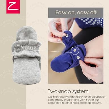 Zutano Unisex Organic Cotton Baby Booties with Gripper Soles, Gray Heather, 6M - Image 3