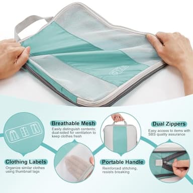 8 Set Compression Packing Cubes for Travel Essentials,Compressible Expandable Packing Cubes for Suitcase,OlarHike Luggage Organizer Bags for Travel,Handy Helper for Organizing Clothes(New Blue Green) - Image 6