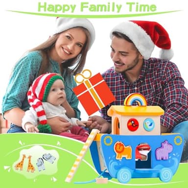 Tooysea Wooden Noah's Ark Toy with Animal Shape Sorter,Baptism Gifts for 1 2 3 4 Years Old,Montessori Toys for Toddlers,Baptism Gifts for Boys and Girls,24 Months Babies - Image 6