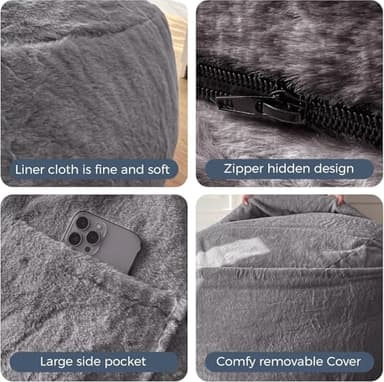 MAXYOYO Giant Bean Bag Chair Bed for Adults, Convertible Beanbag Folds from Lazy Chair to Floor Mattress Bed, Large Floor Sofa Couch, Big Sofa Bed, High-Density Foam Filling, Machine Washable - Image 6