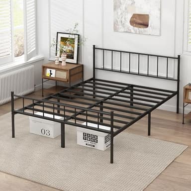 DIIYIV Queen Bed Frame-Classic Metal Platform Bed Frame,Mattress Foundation with Steel Slat Support,Under Foundation Storage,No Box Spring Needed, Easy Assembly, Queen Size - Image 5
