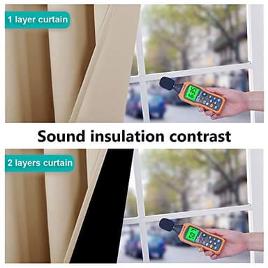 NICETOWN Bedroom Full Blackout Curtain Panels, Super Thick Insulated Window Covers, Complete Blackout Draperies with Black Liner for Short Window(Biscotti Beige, Set of 2 PCs, 52 by 63-inch) - Image 3