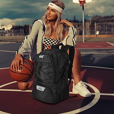 WOLT | Basketball Backpack Large Sports Bag with Separate Ball Holder & Shoes Compartment, Best for Basketball, Soccer, Volleyball, Swim, Gym, Travel(Black) - Image 6