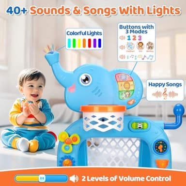 KIZZYEA Toys for 1 2 3 Years Old Boys Girls, Toddler Basketball Hoop & Soccer Goal, Montessori Toy, Interactive Musical Sports Toys with Light, Christmas Birthday Gifts for Baby Kids Age 12-18 Months - Image 2