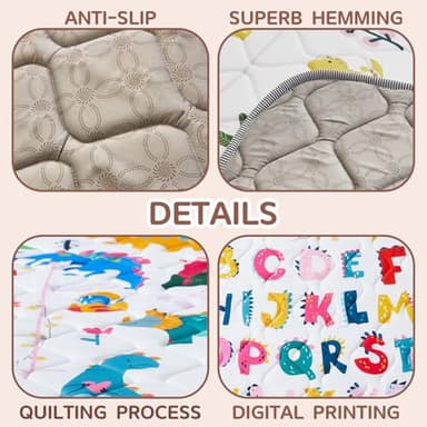 TreeBud Baby Play Mat - Thicken 71x59 Inch Soft Foam Crawling Mat for Playpen & Floor, Non-Slip Waterproof Playmats for Infants & Toddlers, Portable Foldable & Machine Washable, Dinosaur & Letters - Image 5