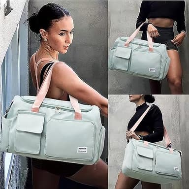 Small Gym Bag for Women, Travel Duffle Bag Carry On Weekender Bag with Shoe Compartment, 05#green, Gym Bag & Toiletry Bag, Gym Bag&toiletry Bag - Image 2