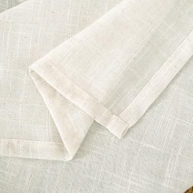 LAMIT Semi Sheer Cream Linen Curtains 36 Inch Length 2 Panels, Light Filtering Panels Back Tab and Rod Pocket Neutral Drapes for Bathroom/Kitchen/Loft Room, 34 x 36 Inch - Image 9