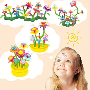 VERTOY Flower Garden Building Toy Set for 3, 4, 5, 6 Year Old Girls, STEM Educational Activity Games and Girls Birthday Gift for Age 3+ yr Toddlers and Kids, 143 pcs - Image 5