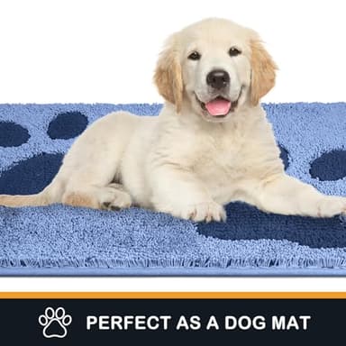 PURRUGS Dirt Trapping Door mat 33.5" x 59", Non-Skid/Slip Machine Washable Microfiber Entryway Rug, Dog Door Mat, Super Absorbent Welcome Mat for Muddy Wet Shoes and Paws, Light Blue - Image 4
