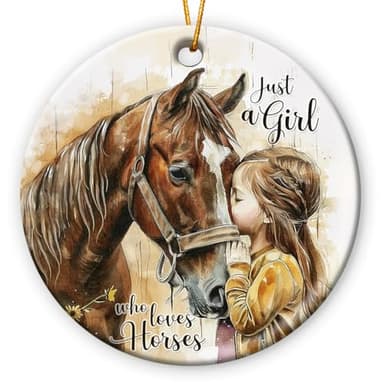 Tiny Detalles Horse Ornaments 2025 for Girls, Just A Girl Who Loves Horses, Rustic Farmhouse Decor, Xmas Hanging Tree Decorations - Image 1