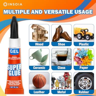 Super Glue Gel Clear Non-Drip, 48 X 3g All Purpose Strong Adhesive Ca Glue Quick Dry Instant Glue for Plastic, Metal, Ceramic, Shoe, Wood, Leather, Model, Aquarium, Rhinestone, Jewelry and DIY Crafts - Image 4