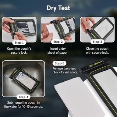 Pelican 2 Pack Marine - IP68 Waterproof Phone Pouch (XL Size) Floating Waterproof Phone Case - Beach Cruise Ship Travel Essentials - Works with All Phones - Detachable Lanyard - Black/Hi-Vis Yellow - Image 8