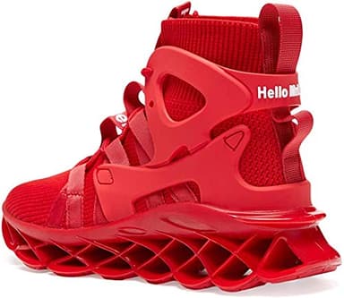 Hello MrLin Men's Running Shoes Non Slip Athletic Tennis Walking Blade Type Sneakers Hip Hop Red - Image 4