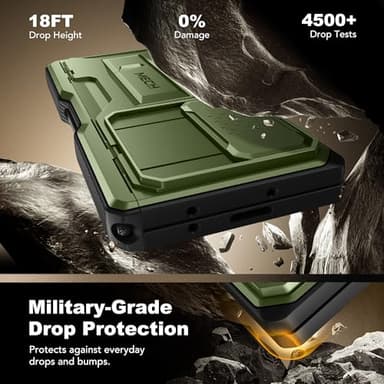 TONGATE for Z Fold 6 Case, [with S Pen Slot & Hinge Protection] [Tempered Glass Screen Protector] Full-Body Military Drop Phone Case for Samsung Galaxy Z Fold 6 with Kickstand & Belt Clip, Green - Image 5