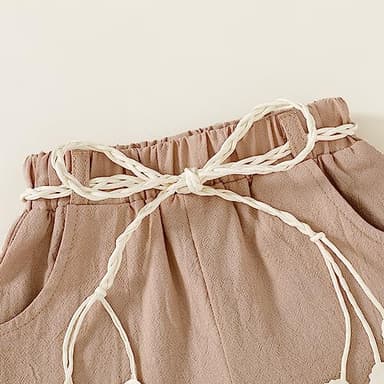 YOUNGER TREE Toddler Baby Girl Clothes Summer Cute Elephant T-shirt Solid Color Short Sets with Belt Girls Outfit (Elephant, 3-4T) - Image 6