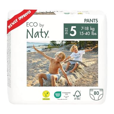 Eco by Naty Pull Ups - Hypoallergenic and Chemical-Free Training Pants, Highly Absorbent and Eco Friendly Pull Ups for Boys and Girls - Size (5) 3T-4T (26-40 lbs) – 80 Count - Image 1