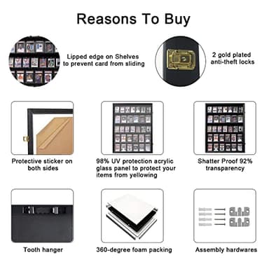 KCRasan 35 Graded Sports Card Display Frame -Baseball Card Display Case Lockable - Trading Card Collector Wall Display Holder for Basketball Football Hockey Cards, UV Protection Acrylic(Black) - Image 4