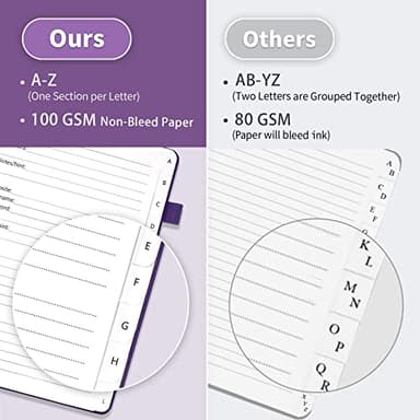Password Book with Alphabetical Tabs, Hardcover Password Keeper, Password Notebook Organizer for Computer and Internet Address Website Login, Gifts for Home and Office, 4.4''x 5.8''- Purple - Image 2