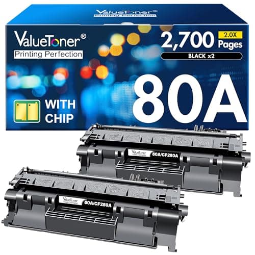 Valuetoner Compatible 80A Toner Cartridge Replacement for HP 80A Toner Cartridge Black CF280A 80X CF280X for HP Laserjet Pro M400 401a 401d 401n 401dn M401dw 425dn 425dw Series Printer (2 Pack) - Image 1