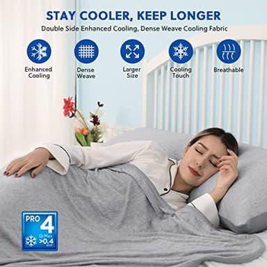 HOMFINE Cooling Blankets for Hot Sleepers - Summer Blanket Thin Lightweight Breathable Soft Double Side Enhanced Cooling for Bed Couch Sofa, Keep Cool for Night Sweats (Grey, 60 x 80 inches) - Image 2
