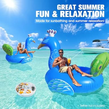 DeeprBetter Inflatable Peacock Pool Float, 2025 Gaint Funny Pool Floats Adults, Heavy Duty Pool Floaties Lounger, Large Animal Pool Floats Inflatable Ride-On Floaty for Swimming Pool Party Water Fun - Image 5