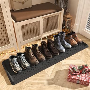 SUPENUIN Extra Large Boot Tray 48 Inch Boot Storage Heavy Duty Rubber Mats for Floor Waterproof Shoe Mat Tray for Entryway Multi Use Shoe Rug 16x47.5 Inches - Image 1