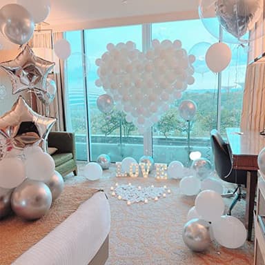 NISOCY White Balloons,102PCS 18In 12In 10In 5In White Latex Balloons Arch Garland for Wedding,Bride Engagement, Festival Picnic, Birthday,White Theme Anniversary Christmas Decoration - Image 3