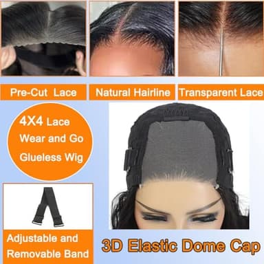 WPPIKK Wear and Go Glueless Wigs Human Hair Pre Plucked Pre Cut Brazilian Deep Wave Lace Front Wigs Human Hair 4x4 Lace Closure Wig for Black Women Glueless (30 Inch) - Image 6