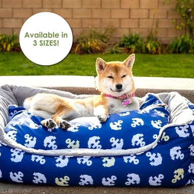 Petique Anchor's Away Reversible Pet Bed, Blue, Small - Image 6