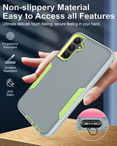 Dahkoiz for Samsung Galaxy A24 4G Case, with Glass Screen Protector, Dustproof Port Cover, Magnetic Car Mount Support, Full-Body Silicone Rubber Drop-Proof Non-Slip Phone Case, Green/Grey - Image 5