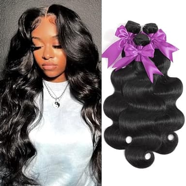 BEANATASHA 12A Human Hair Bundles 16 18 20 Inch Body Wave Bundles Human Hair 100% Unprocessed Brazilian Virgin Weave 3 Bundles Deals - Image 1