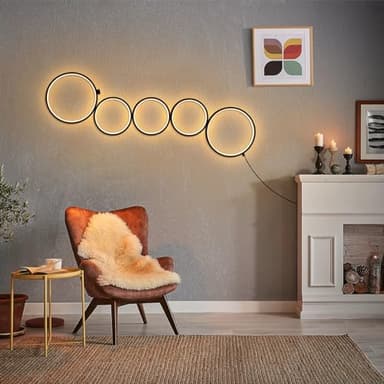 NUÜR 43.3" Modern Floor Lamp, LED Floor Lamp for Living Room, Dimmable, Circle Standing Lamp, Energy-Saving, Unique Lamp for Bedroom, Office, Home - Image 2