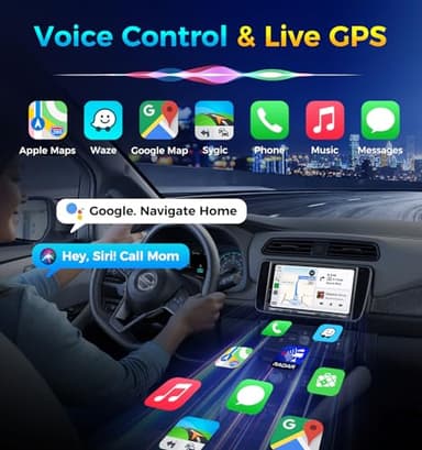 PLZ 7" Wireless Double Din Car Stereo Apple Carplay Radio QLED Screen for Car, Android Auto, Bluetooth 5.3, Fast Charger, 1080P Backup Camera, 4.2 Channel Outputs 240W, 2 Subwoofer - Image 4