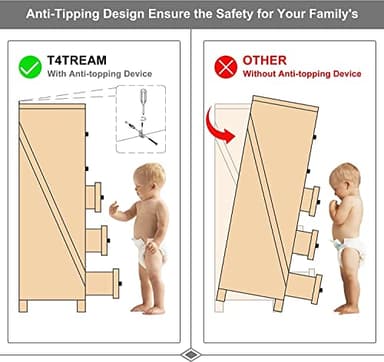 T4TREAM 7 Drawers Dresser Chests for Bedroom, Wood Vintage Chests of Drawers, Rustic Dressers Chset Organizer for Bedroom, Living Room, Hallway, Antique White - Image 8
