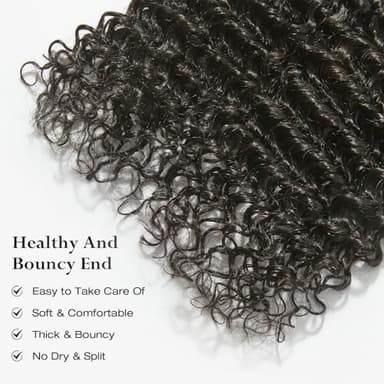 ASHINE Human Hair Bundles Deep Curly Water Wave, Unprocessed Cambodian Raw Hair 14 16 18 Inch, Flip Over Quick Weave Wet and Wave Bundles for Women Natural Black - Image 5