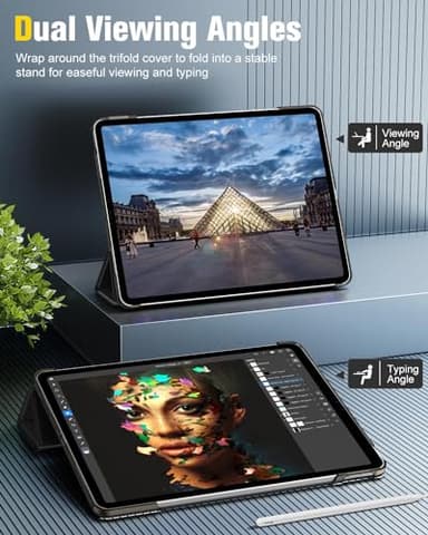 MoKo Case Compatible with iPad Air 13 Inch M2 Case 2024/ iPad Pro 12.9 (6th/5th Gen 2022/2021), Slim Frosted Hard PC Back Cover, Support Touch ID & Pencil Pro/2nd/USB-C, Black - Image 6