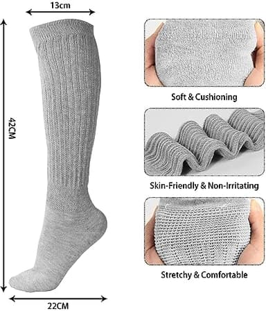 BomKinta Slouch Socks Women Thigh High Boot Socks Soft Scrunch Socks Size 5-11 3 Pair Pack Black White Gray - Image 3